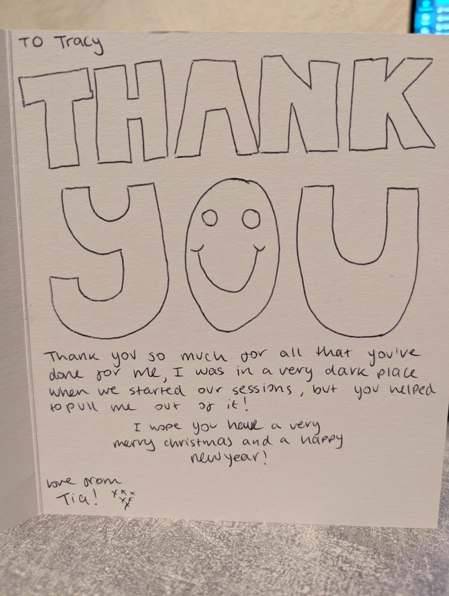 Julie's handwritten testimonial, page 2